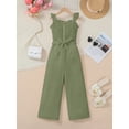 thumbnail image 5 of PureChapter Girls Romper Girls Jumpsuit Solid Color Ruffle Strap Smocked Jumpsuit with Belt & Pockets 5-12Y, 5 of 9