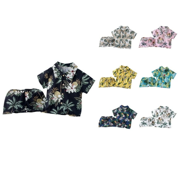 Ahuyic Summer Boys Girls 2 Piece Outfits,Toddler Kids Casual Clothing Set,Children's Summer Printed Short Sleeved Round Neck T-Shirt Shorts Two-piece Set,Multicolor,2-3Years