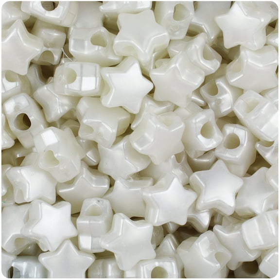 BeadTin Bridal Pearl 13mm Star Pony Beads (250pcs)