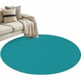 thumbnail image 2 of Teal 3.3ft Round Rug, Farmhouse Solid Turquoise Color Modern Art Non-Skid Rubber Backing Large Area Rugs - Living Room Bedroom Home Office, Indoor Floor Mat Carpets Washable Rug, 2 of 9