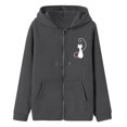 thumbnail image 3 of Chandails à Capuche Zippés pour Femmes Rabais de 50 % en Liquidation Mode Fermeture Éclair Col en V Hauts à Enfiler Manches Longues Blouse à Capuche Imprimée Chandail, 3 of 4