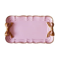 Cinvoph Dessert Serving Tray - Exquisite Bow Organizer, Jewelry & Sundries Plate, Elegant Decorative Tray for Vanity, Coffee Table & Home Accent, Purple