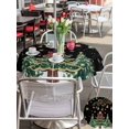 thumbnail image 4 of Outdoor Tablecloth with Umbrella Hole and Zipper, Black Christmas Round Table Cloth 54 Inch Waterproof Tablecloth, Xmas Christmas Tree Snowflake Picnic Table Cover for Patio Camping, 4 of 7