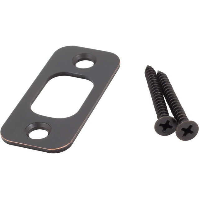 Round Corner Deadbolt Strike Plate, 1" x 21/4", 15/8" Centerto