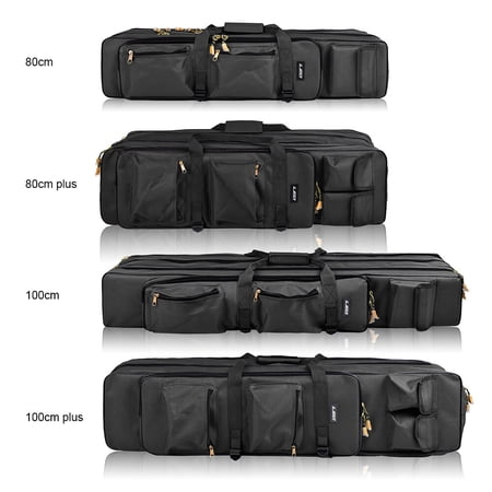 Suodoka Outdoor 3 Layer Fishing Bag Backpack 39.37 Inches / 100 cm Fishing Rod Reel Carrier Case Heavy Duty Water Resistant Fishing Pole Tackle Travel Storage Bag Black