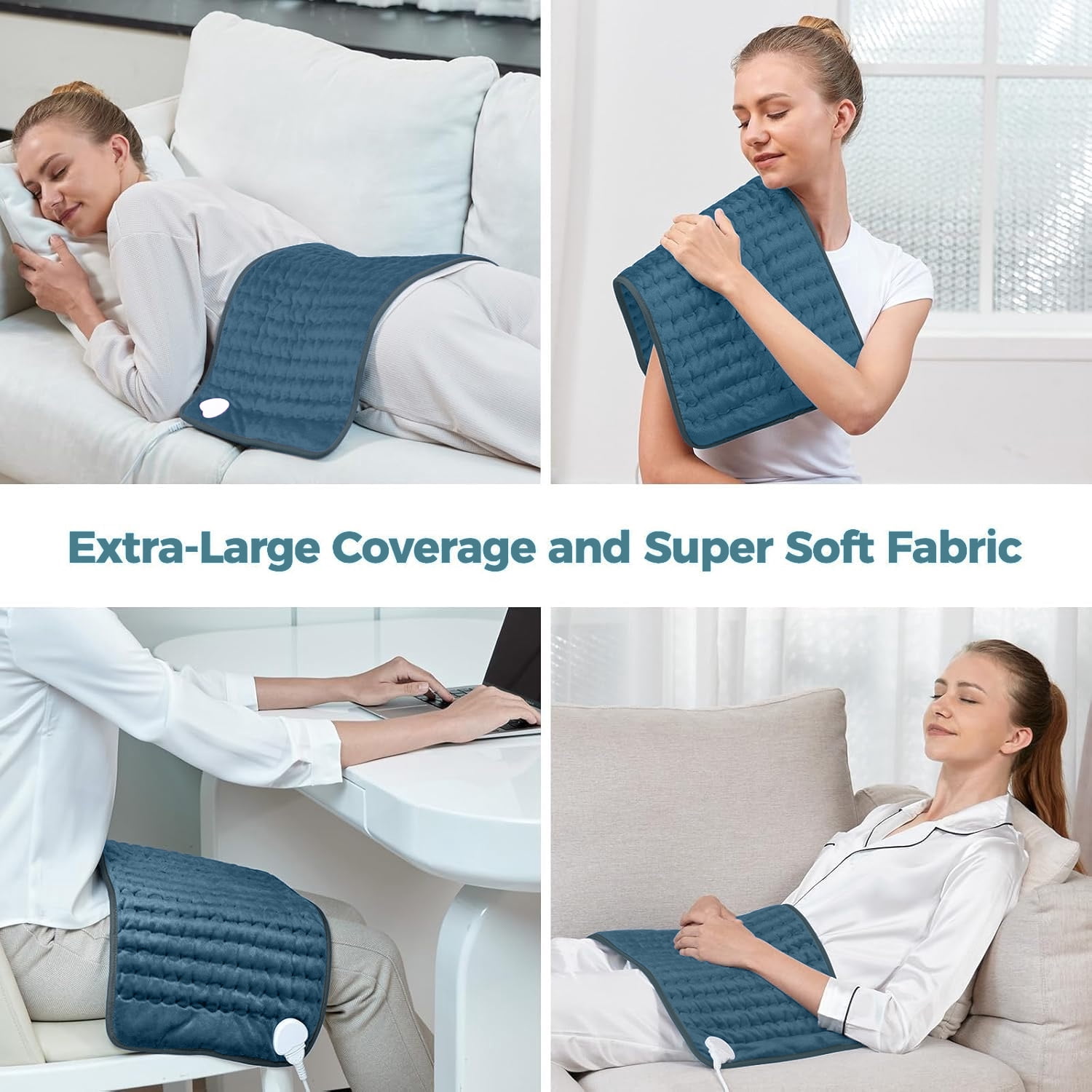 Heating Pad for Back,Neck,Abdomen,Shoulder,Knee,Arms,Legs,Dry/Moist Heat & Auto Shut off, Birthday Gifts for Men and Women,12" x 24",Blue Gray,1 Pack