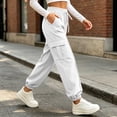 thumbnail image 4 of CQONEPT Baggy Cargo Sweatpant Women Elastic Waist Loose Fleece Fall Winter Pant Streetwear Casual Trousers with Side Pockets, 4 of 6