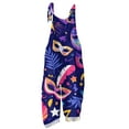 thumbnail image 3 of Fgvctg Womens Mardi Gras Jumpsuits Sleeveless Carnival Party Spaghetti Straps Overalls Vintage Wide Leg Pant Mask Graphic Bib Overalls Rompers Sprimg Pants With Pockets Purple Pink XXL, 3 of 3