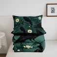 thumbnail image 5 of Homewish Gothic Halloween Crow Full Size Comforter Sets,Daisy Floral Pattern Bedding Comforter Set,Dark Teal White,Black Reversible,3-Piece,1 Comforter and 2 Pillowcases, 5 of 7