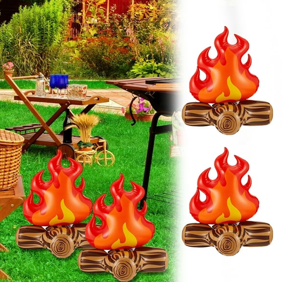 NIBOLOG Inflatable Campfire Props Firewood Toys Realistic Looking Waterproof Fake Flame Compact Inflatable Bonfire Decor