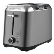 BLACK+DECKER 2‑Slice Toaster with Rapid Toast Technology, Black Stainless Steel, Extra‑Wide Self‑Centering Slots, 7 Settings, Pull‑Out Crumb Tray