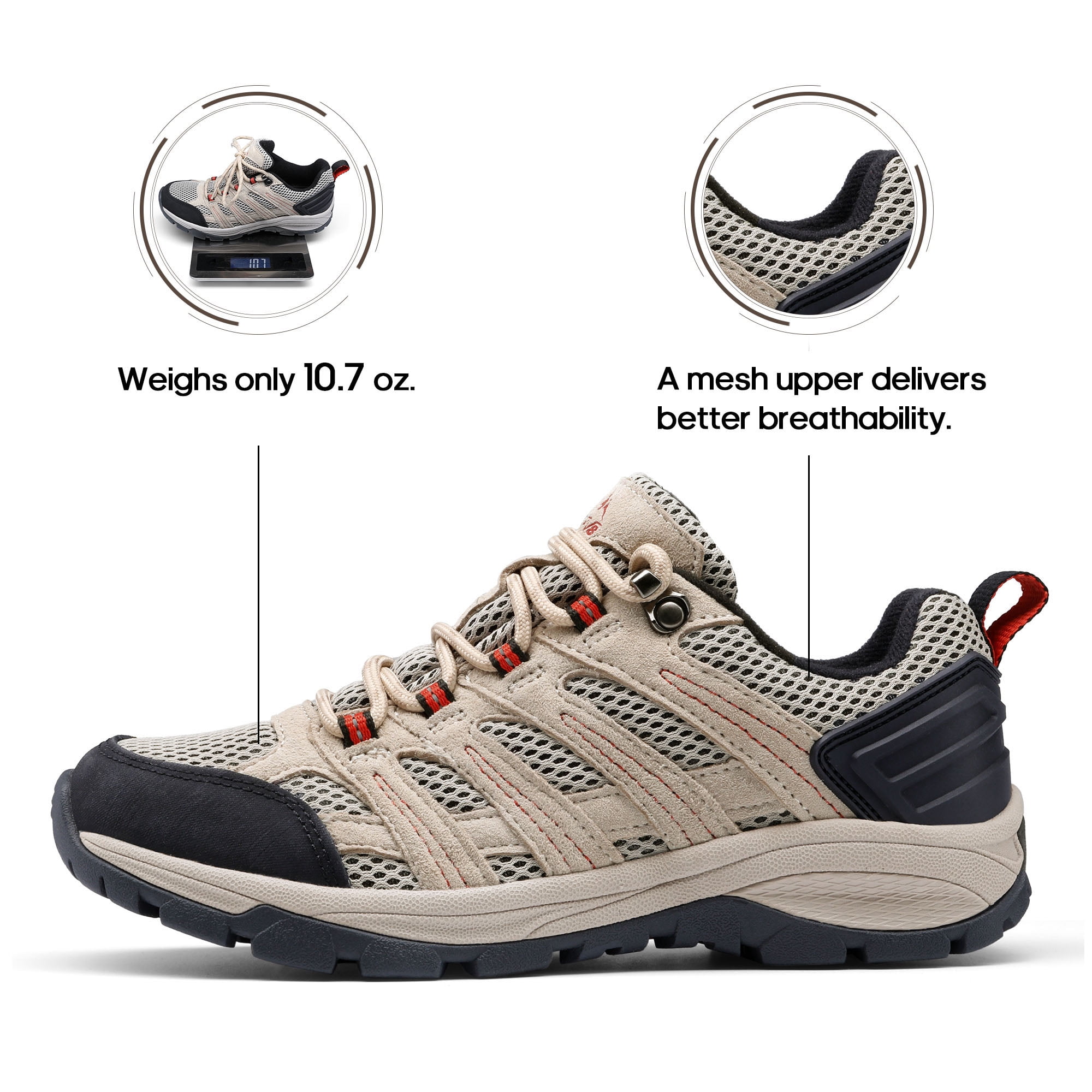 NORTIV 8 Women’s Lightweight Hiking Shoes Breathable Mesh Walking Sneakers for Outdoor Work