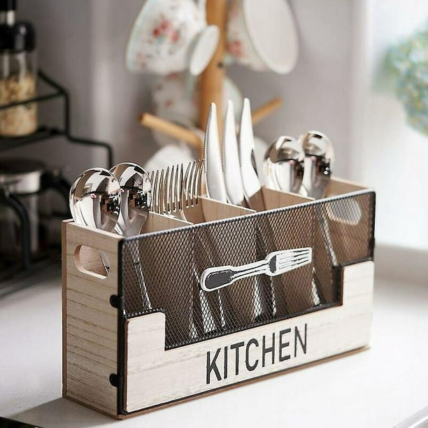 Caja De Madera Para Guardar Cubiertos Porta Cucharas De Madera