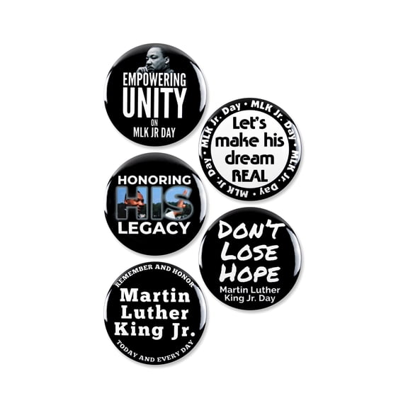 5 Pack - Honoring Dr. Martin Luther King Jr Day Pinback Buttons - 2.25 Inch