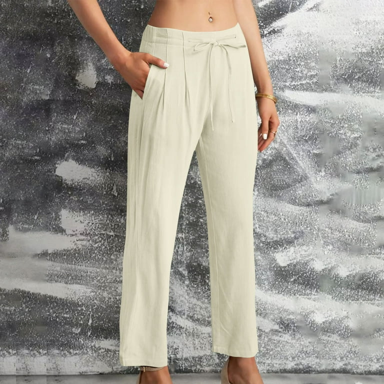 Yuzhih Straight Leg Pants Woman Drawstring High Waisted Yuzhih Straight Leg Pants Woman Drawstring High Waisted