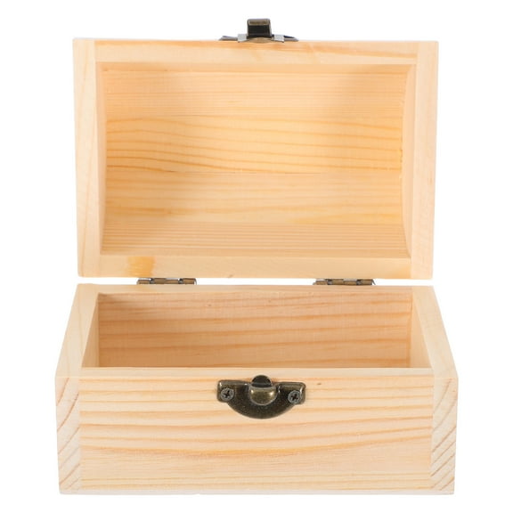 FRCOLOR Unfinished Jewelry Box Arched Case Wood Box with Lid Thicken Design for Home Set