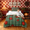 thumbnail image 3 of Erosebridal Retro Western Plaid Twin Comforter Sets, Poinsettia Flower Bedding Set, Dark Green, Christmas Reversible, 2-Piece, 1 Comforter and 1 Pillowcase, 3 of 7