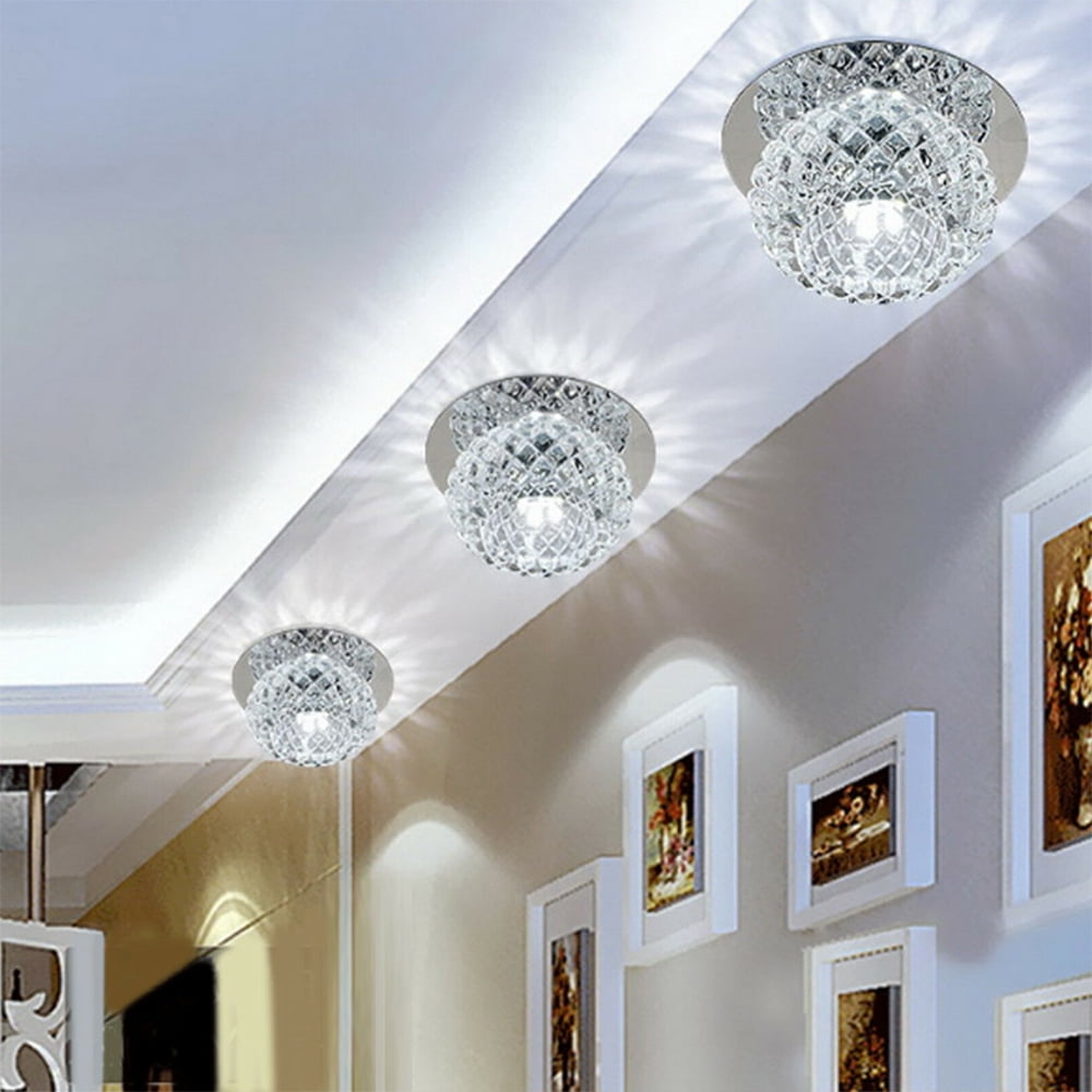 Gimartuk Modern Crystal 5W LED Ceiling Light Fixture 85-265V Flush Mount Aisle/Corridor/Porch Light Pendant Lamp Lighting Chandelier Warm White
