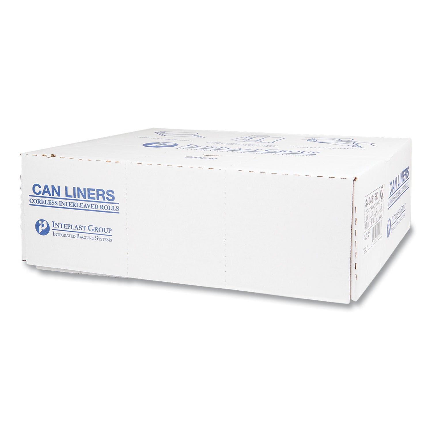 Inteplast Group High-Density Trash Bag, 40 x 48, 45gal, 16mic, Black, 25/Roll, 10 Rolls/Carton