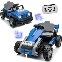 iRerts 12V Ride on Toys, 2 in 1 Ride on Building Block Cars Truck/Go Kart Freely Switched, One Chassis, Two Forms, Ride on Vehicles Kids Car with Remote Control, Bluetooth, Music, LED Light, Blue
