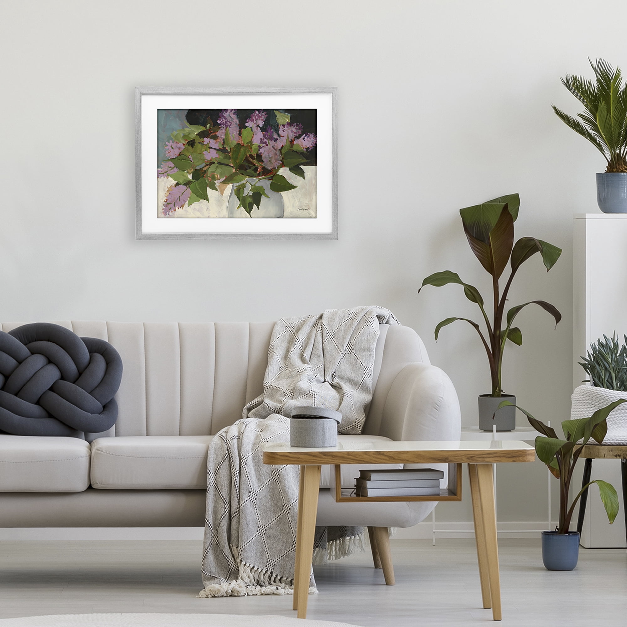 Stupell Industries June Lilacs Bouquet Gray Framed Print Under Glass, design by Katherine Lovell