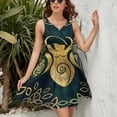 thumbnail image 3 of Riple Goddess with Triskele - Gold on Shimmer Green Sleeveless Dress Women Summer Evening Dresses Ladies Sundress, 3 of 7
