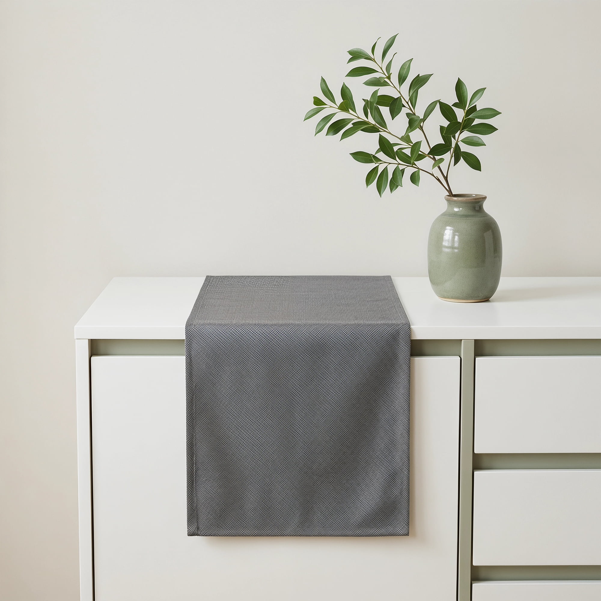 Unique Bargains Washable Polyester Kitchen Runner for Dining Table Gray 13" x 60.2"