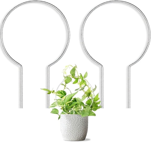 2 PCS Circle Plant Trellis for Potted Plants, Small Trellis Indoor Outdoor Acrylic Round Trelli for Climbing Plants Circle Plant Climber Support Stakes for Potted Flowers Garden Stem Vines