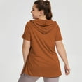 thumbnail image 4 of zbxnLI Plus Size Women's Yoga Tops with Hooded Quick Dry Workout Short Sleeve T-Shirts Athletic Tees, 4 of 6