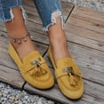 thumbnail image 3 of Rokment Women's Tassel Ballet Flat Dress Shoes Fringed Suede Wedges Low Heel Slip on Penny Loafers Comfortable Casual Walking Fashion Boho Beach Spring Fall 2026 Ladies Footwear Yellow Size 8.5, 3 of 6