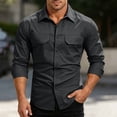 thumbnail image 5 of Ceisia Men Ripstop Long Sleeve Tactical Button Down Shirt Dual Flap Chest Pockets UPF 50 Breathable Outdoor Hiking Military Work Top Black XXXL Gift, 5 of 9