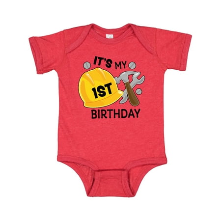 

Inktastic Its My 1st Birthday with Construction Tools Gift Baby Boy Bodysuit