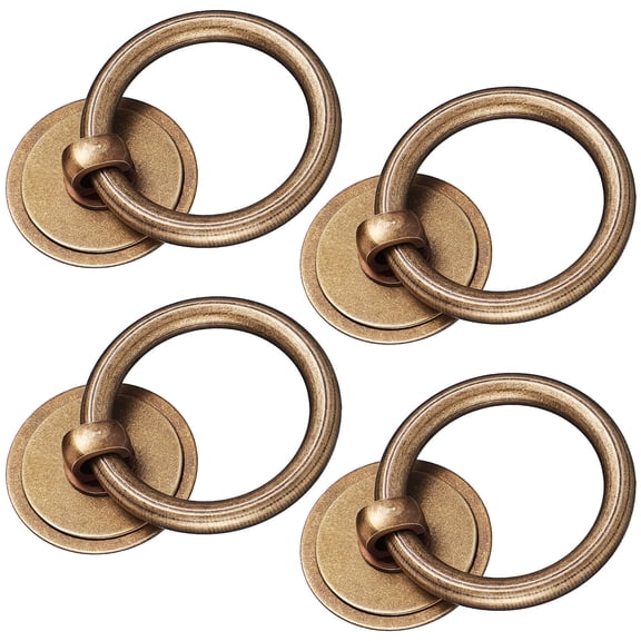 LEORX Cabinet Drawer Pulls Vintage Style Round Brass 1.6x1.6x0.4In