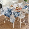 thumbnail image 4 of Blue Coastal Rectangle Tablecloth, Summer Beach Starfish Weeping Eucalyptus Waterproof & StainResistant Tablecloth, Washable Oil-proof Table Cover for Dining/Party/Wedding/Camping/Buffet 54x108 In, 4 of 9