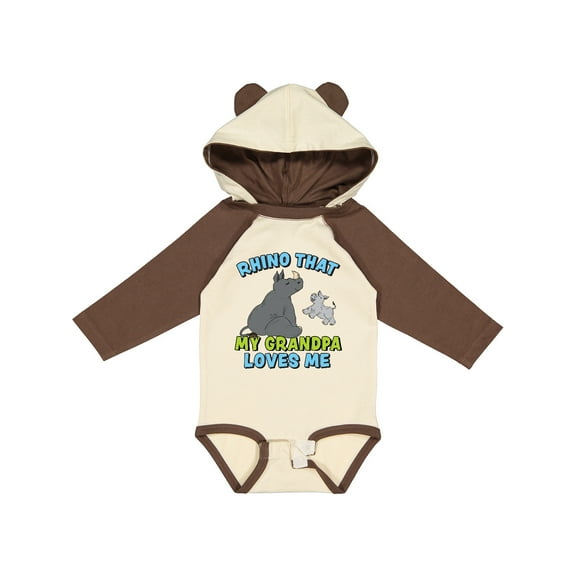 Inktastic Rhino That My Grandpa Loves Me with Cute Rhinos Boys or Girls Long Sleeve Baby Bodysuit