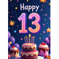 thumbnail image 4 of Colorful 13th Birthday Backdrop Banner with Cakes Balloons and Crown Elements Party Supplies Photography Props Birthday Party Decorations Happy Birthday Decor Backdrop, 4 of 4