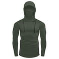 thumbnail image 4 of Ecqkame Mens Sunscreen Hoodie Tops Long Sleeve Lightweight Casual Solid Color Sport Top Pullover Workout Hooded Tops with Face Mask 02-Army Green XXL, 4 of 9
