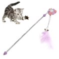 thumbnail image 4 of Teaser Cat Toy, Not Easy To Break Interactive Cat Toy Sunflower Soft Durability Splicing Pompoms  For Cats Kitten Exercise Playing Purple Sunflower, 4 of 8