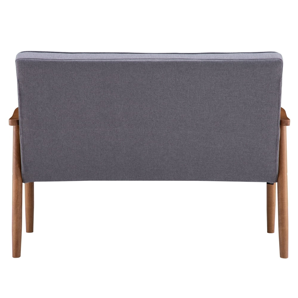 Lowestbest Retro Wood Double Sofa Chair, Leisure Chair, Light Gray
