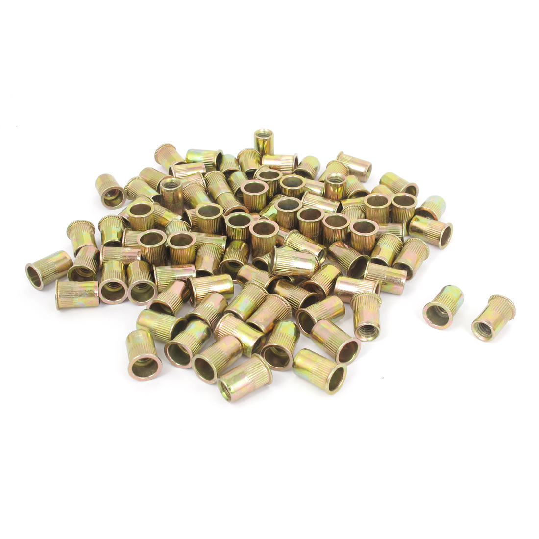 Unique Bargains 100 Pcs 14mm Long Flat Head Rivet Nut Insert Nutserts