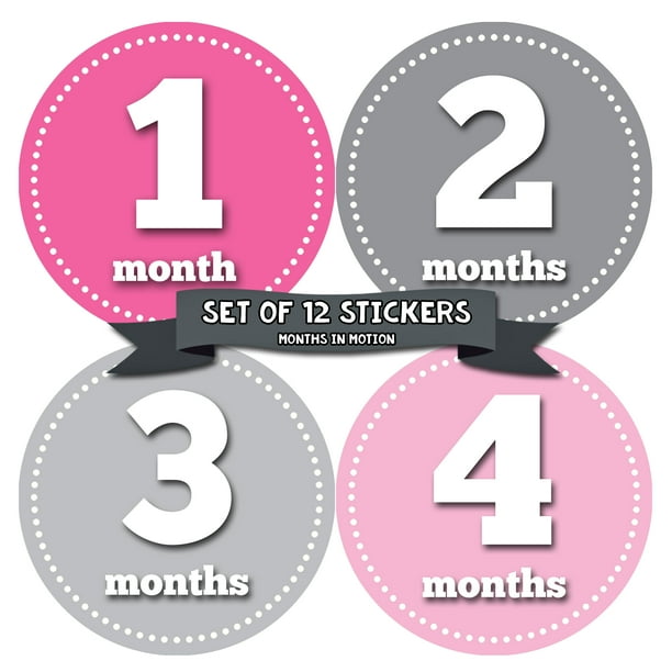 months in motion 063 monthly baby stickers baby girl month 1 12