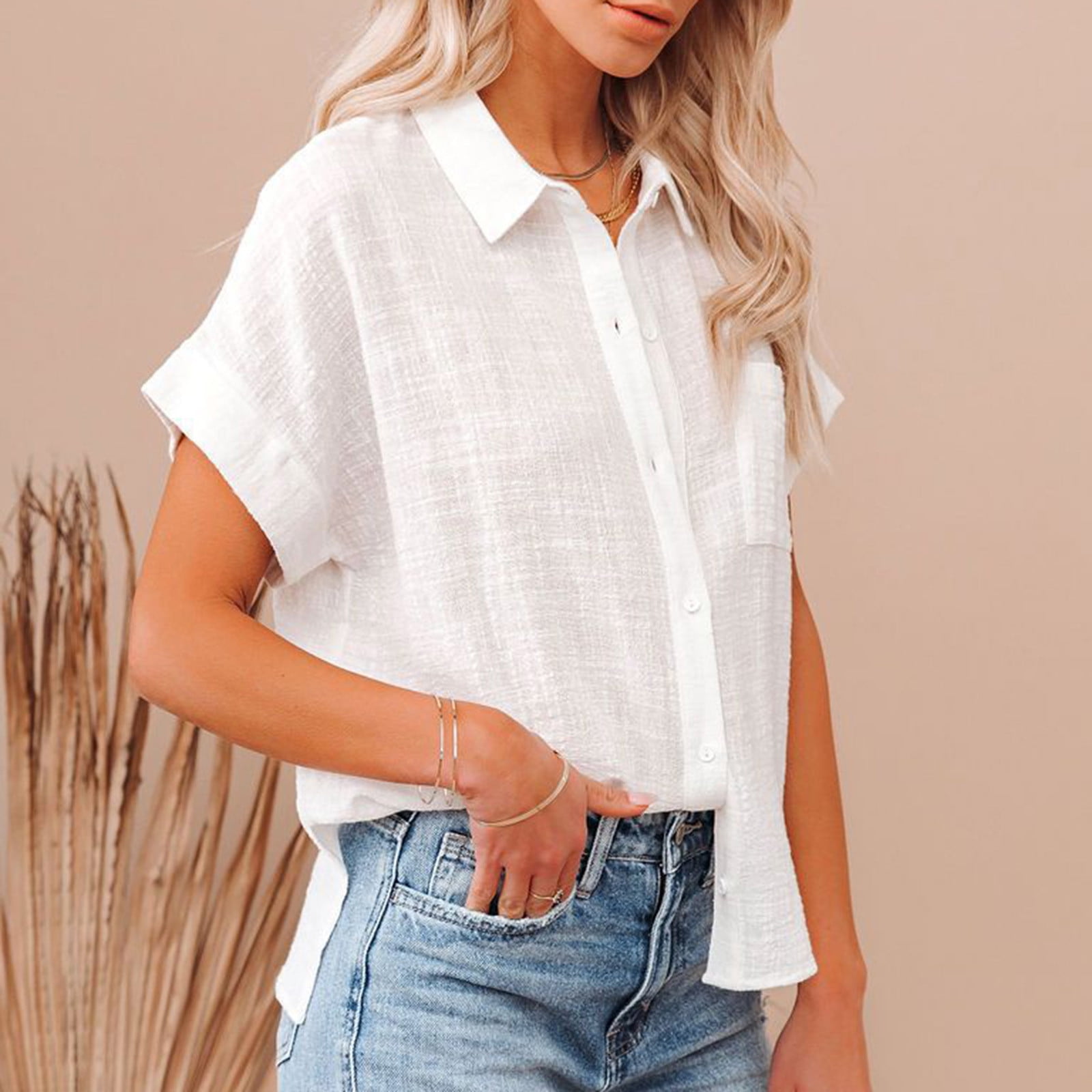 ladies white linen shirt
