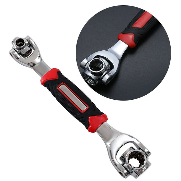 Llave de tubo 48 en 1 con cabezal giratorio de 360°, llave de tubo multifuncional para mantenimiento