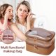 thumbnail image 3 of Bolsa organizadora de cosméticos de doble capa bolsa de almacenamiento de artículos de tocador de PVC PU de gran capacidad ligera con asa para regalos de vacaciones para mujer, 3 of 7
