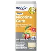 Equate Coated Nicotine Polacrilex Gum 4 mg (nicotine), Fruit Flavor, 20 Count