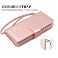 thumbnail image 6 of Tekcoo For Samsung Galaxy S26 Ultra Wallet Case with Credit Card Holder for Women Men, Flip PU Leather Wallet Phone Case, Detachable Magnetic Kickstand Cover with Wrist Strap, Gold Pink, 6 of 7