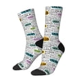 thumbnail image 2 of Uemuo Hello Pattern Women's Crew Socks, Soft Durable Breathable Moisture-Wicking with Odor Control Cotton socks, 2 of 9