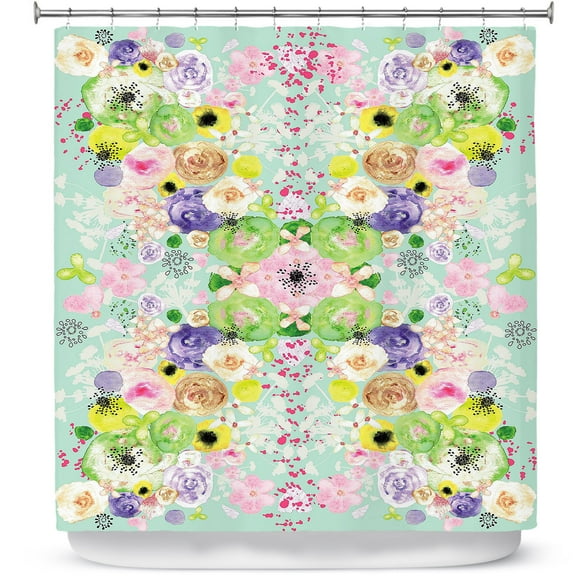 Shower Curtains 70" x 73" from DiaNoche Designs by Julie Ansbro - Romantic Blooms Aqua