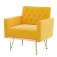 thumbnail image 6 of S-HOME Modern Velvet Armchair Single Sofa in Gold Legs and Tufted Design for Living Room or Bedroom, orange-yellow, 6 of 6