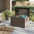 thumbnail image 4 of Patio Casual 230 Gallon Lockable Resin Deck Box, Waterproof & Outdoor Storage Box for Outdoor Cushion Storage and Outdoor Delivery Storage, Stylish Outdoor Bench,Light coffee, 4 of 7